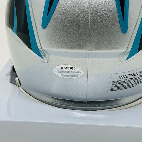 Steve Beuerlein Autographed Carolina Panthers Mini Speed Helmet Schwartz COA - Image 6