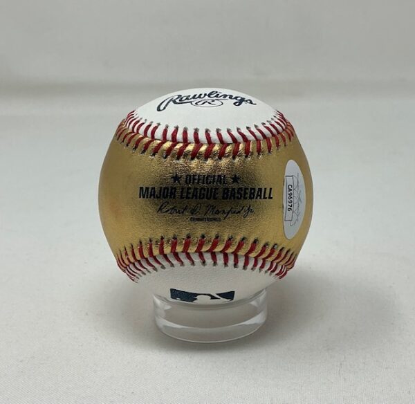 Tommy DeVito Autographed NFL New England Patriots Gold ROML Baseball JSA - Image 3