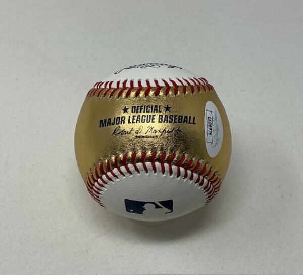 Tommy DeVito Autographed NFL New England Patriots Gold ROML Baseball JSA - Image 4