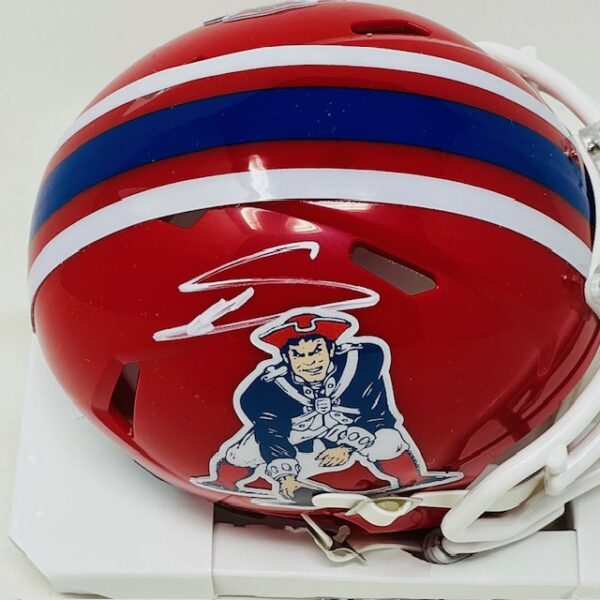 Stefon Diggs Autographed New England Patriots Custom Mini Speed Helmet Beckett BAS - Image 3