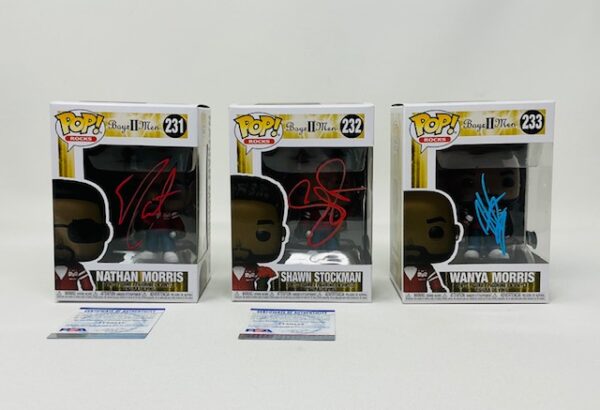 3X Boyz II Men Autographed Complete Vocal Harmony Group Funko Pop Set Beckett PSA