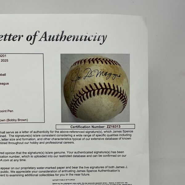Joe DiMaggio Autographed New York Yankees OAL Baseball JSA LOA - Image 9
