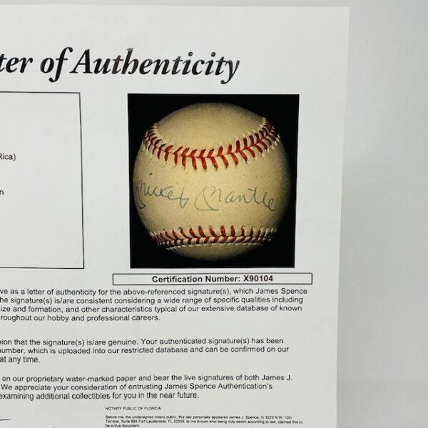 Mickey Mantle Autographed New York Yankees OAL Baseball JSA LOA - Image 9
