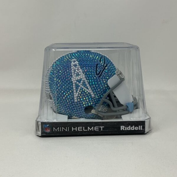Calvin Ridley Autographed Houston Oilers Custom Beaded Throwback Mini Helmet Beckett BAS - Image 2