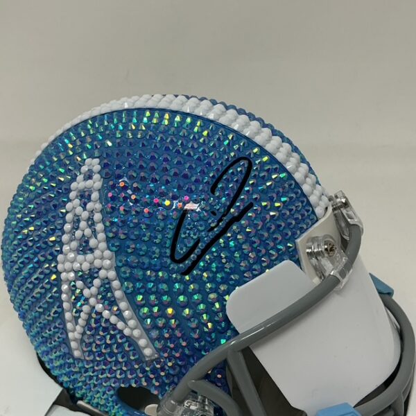 Calvin Ridley Autographed Houston Oilers Custom Beaded Throwback Mini Helmet Beckett BAS - Image 4