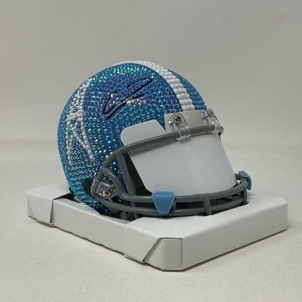 Calvin Ridley Autographed Houston Oilers Custom Beaded Throwback Mini Helmet Beckett BAS - Image 5