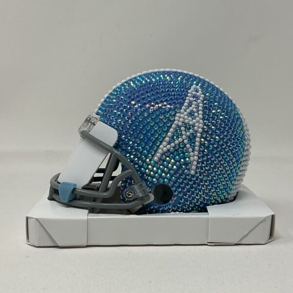 Calvin Ridley Autographed Houston Oilers Custom Beaded Throwback Mini Helmet Beckett BAS - Image 7