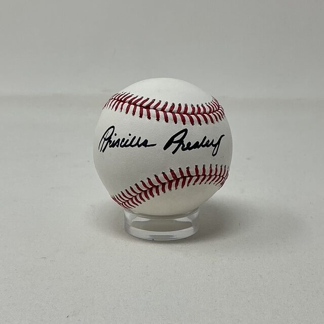 Priscilla Presley Autographed Dallas and Naked Gun ROML Baseball JSA COA