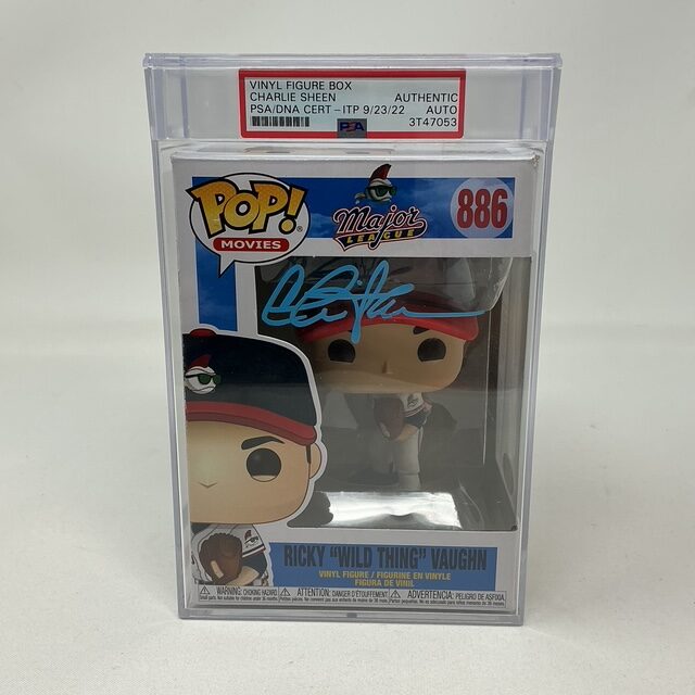 Charlie Sheen Autographed Major League Ricky Vaughn Encapsulated Funko Pop #886 PSA/DNA