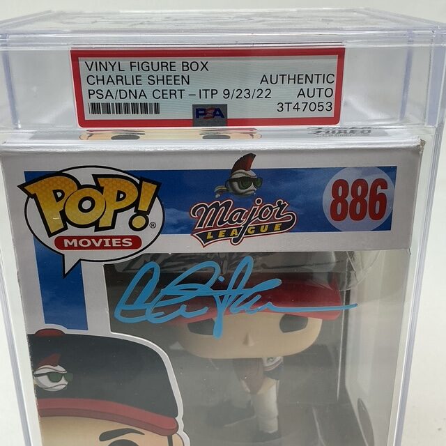 Charlie Sheen Autographed Major League Ricky Vaughn Encapsulated Funko Pop #886 PSA/DNA - Image 3