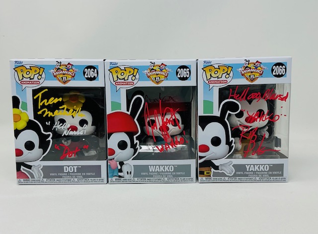 Animaniacs Autographed X3 Yakko Wakko Dot Animation Funko Pop Set OC Marketing