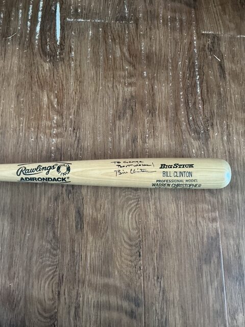 Bill Clinton & Warren Christopher Autographed 42nd President & USA Secretary of State Baseball Bat BAS LOA - Image 3