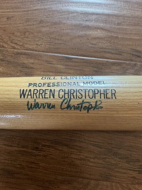 Bill Clinton & Warren Christopher Autographed 42nd President & USA Secretary of State Baseball Bat BAS LOA - Image 5