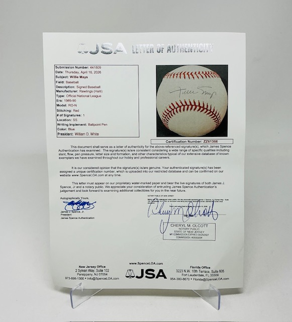 Willie Mays Autographed San Francisco Giants ONL Baseball JSA LOA - Image 8
