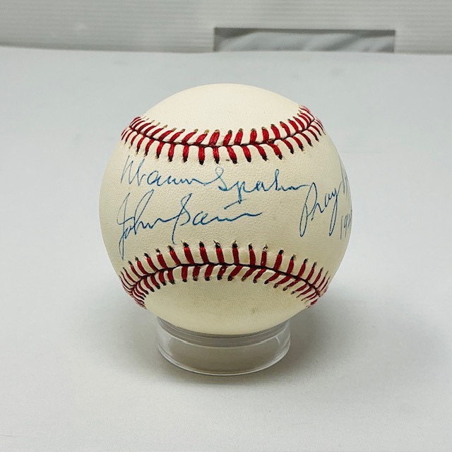 Warren Spahn & Johnny Sain Autographed Pray For Rain ONL Baseball JSA COA