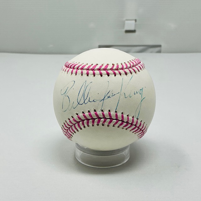 Billie Jean King Autographed World Champion Tennis Breast Cancer Baseball JSA COA